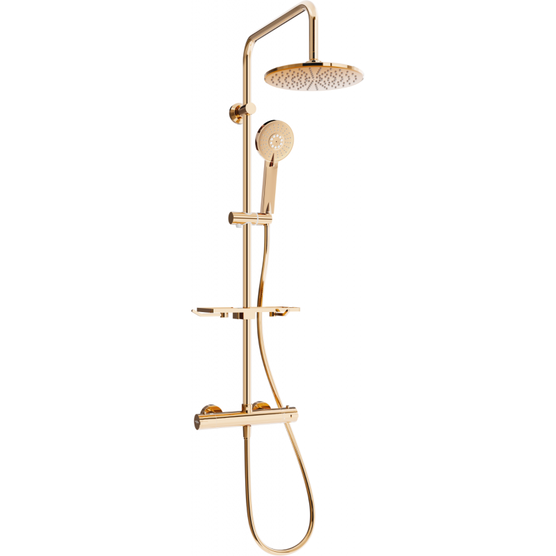 Mexen KT40 Ensemble de douche à montage en surface avec pomme de douche et robinet thermostatique, or rose - 771504093-60
