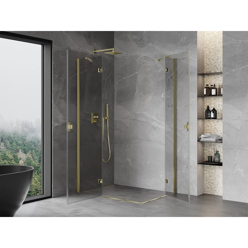 Mexen Mist-H Duo cabine de douche pivotante gauche 110 x 90 cm, transparent, dorée - 8A5-110L-090P-50-00