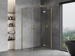 Mexen Mist-H Duo cabine de douche pivotante droite 90 x 100 cm, transparent, doré - 8A5-090L-100P-50-00