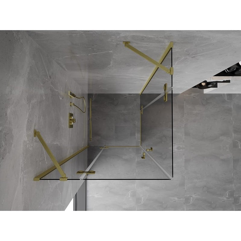 Mexen Mist-H Duo cabine de douche pivotante 95 x 95 cm, transparent, or brossé - 8A5-095L-095P-55-00