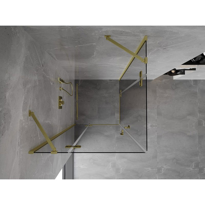 Mexen Mist-H Duo cabine de douche pivotante 120 x 120 cm, transparent, or brossé - 8A5-120L-120P-55-00