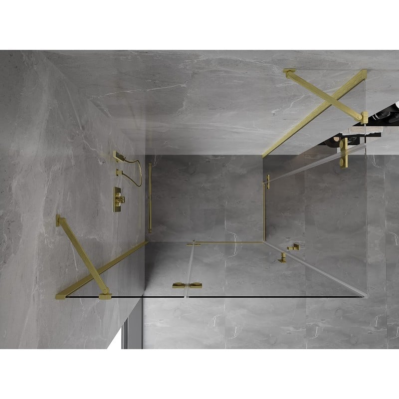 Mexen Mist-H Duo cabine de douche pivotante gauche 80 x 75 cm, transparent, or brossé - 8A5-080L-075P-50-00