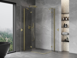 Mexen Mist-H Duo cabine de douche pivotante gauche 105 x 75 cm, transparent, or brossé - 8A5-105L-075P-55-00
