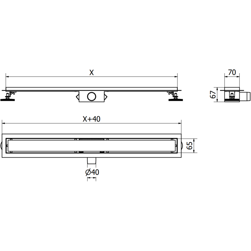 Mexen Flat M15 drainage linéaire 90 cm, doré - 1524090-15