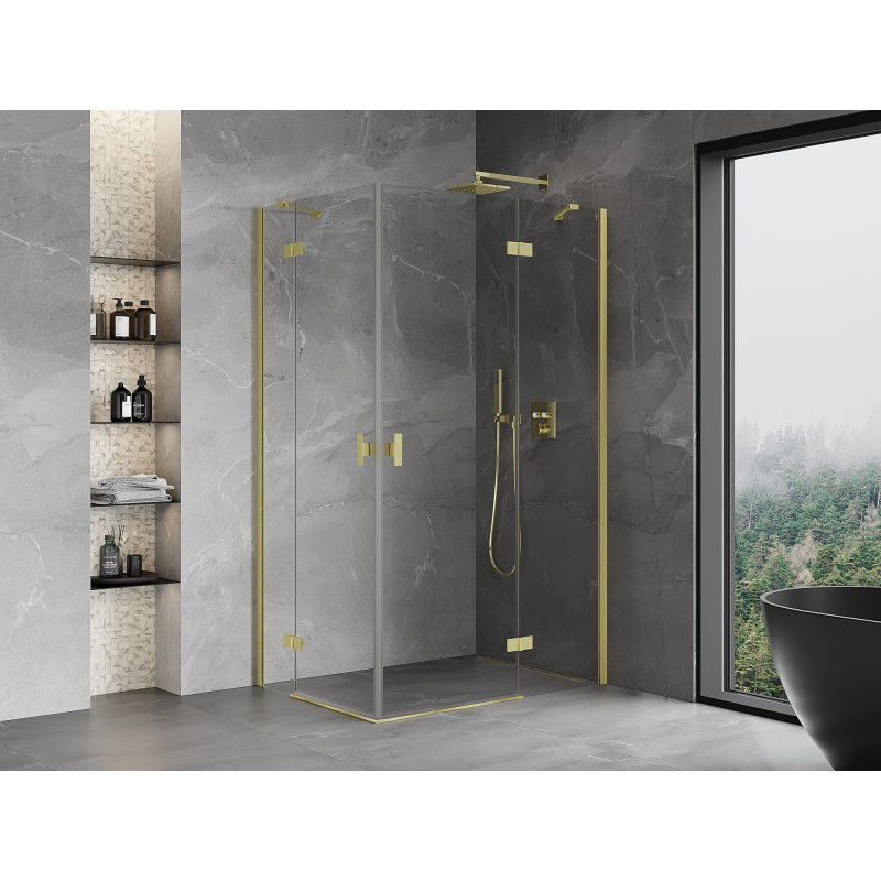 Mexen Mist-H Duo cabine de douche pivotante droite 80 x 110 cm, transparent, or brossé - 8A5-080L-110P-55-00