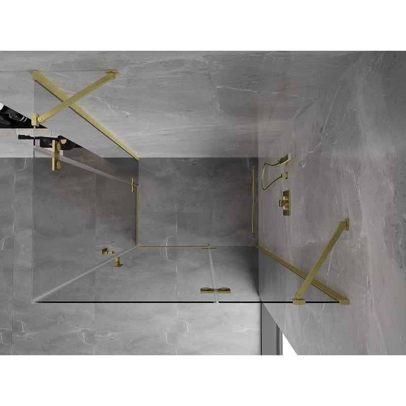 Mexen Mist-H Duo cabine de douche pivotante droite 100 x 115 cm, transparent, or brossé - 8A5-100L-115P-55-00