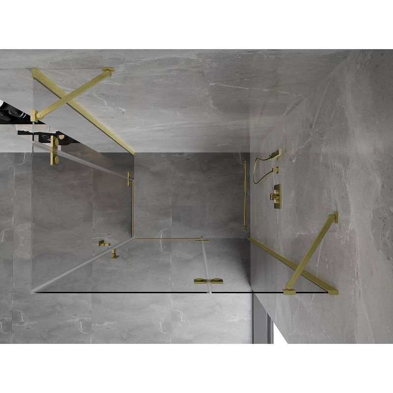 Mexen Mist-H Duo cabine de douche pivotante droite 95 x 120 cm, transparent, or brossé - 8A5-095L-120P-55-00