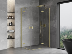 Mexen Mist-H Duo cabine de douche pivotante droite 100 x 120 cm, transparent, or brossé - 8A5-100L-120P-55-00