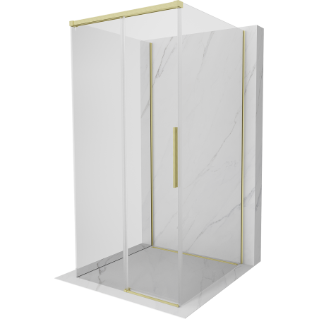 Mexen Rox-3S cabine de douche 3 parois coulissante 90 x 90 cm, transparent, or brossé - 8C2-090-090-55-00-3S