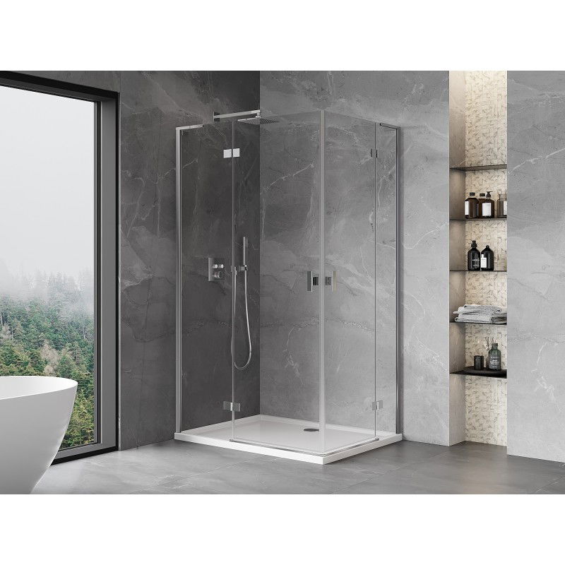 Mexen Mist-H L Duo cabine de douche pivotante gauche 80 x 70 cm, transparent, chrome - 8A5L-080L-070P-01-00