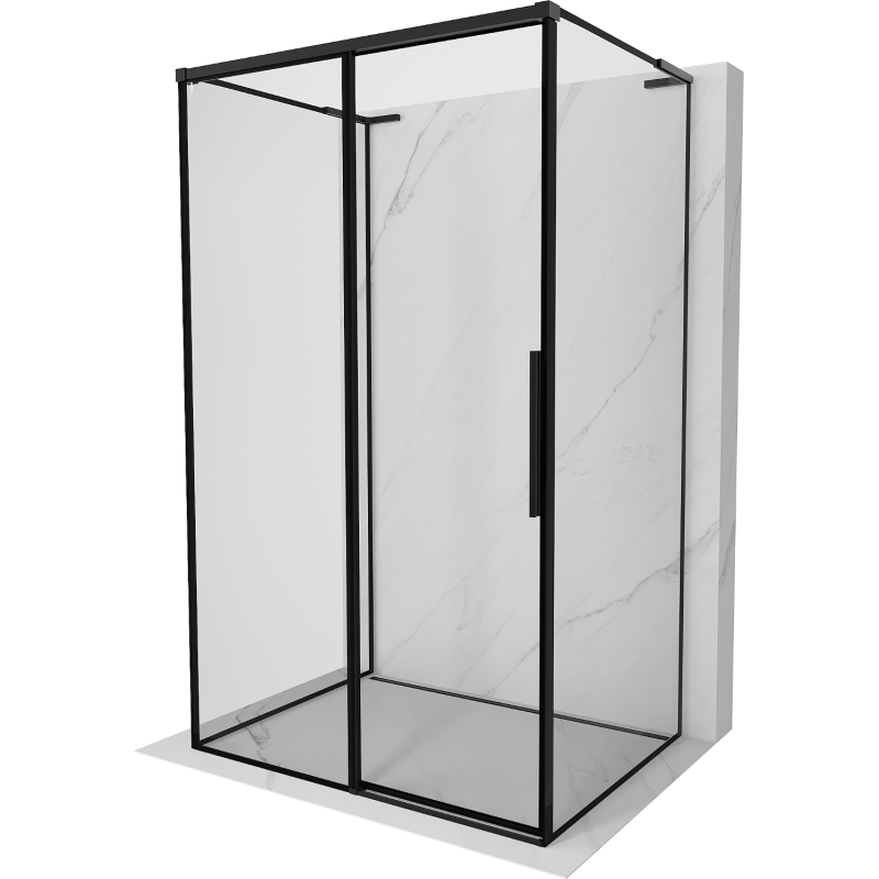 Mexen Rox-3S L cabine de douche à 3 parois coulissante gauche 150 x 80 cm, cadre noir, noir - 8C2L-150-080-70-70-3S-L