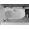 Mexen Oval Slim baignoire autoportante adossée 170 x 80 cm, blanche, trop-plein or brossé - 52661708000-55
