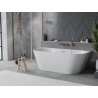 Mexen Oval Slim baignoire autoportante adossée 170 x 80 cm, blanche, trop-plein en cuivre brossé - 52661708000-65