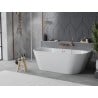 Mexen Oval Slim baignoire autoportante murale 170 x 80 cm, blanche, trop-plein en cuivre brossé - 52661708000-65