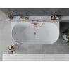 Mexen Oval Slim baignoire autoportante murale 170 x 80 cm, blanche, trop-plein en cuivre brossé - 52661708000-65