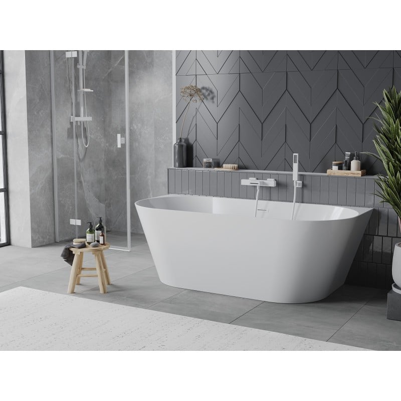 Mexen Oval Slim baignoire autoportante murale 170 x 80 cm, blanc, trop-plein blanc - 52661708000-20