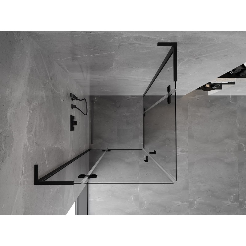 Mexen Mist-H L Duo cabine de douche pivotante 85 x 85 cm, transparent, noir - 8A5L-085L-085P-70-00