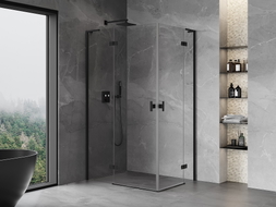 Mexen Mist-H L Duo cabine de douche pivotante gauche 100 x 75 cm, transparent, noir - 8A5L-100L-075P-70-00