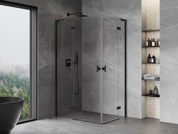 Mexen Mist-H L Duo cabine de douche pivotante gauche 100 x 90 cm, transparent, noir - 8A5L-100L-090P-70-00