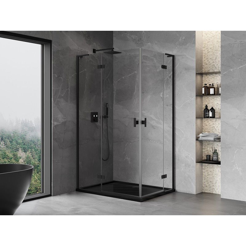 Mexen Mist-H L Duo cabine de douche pivotante gauche 120 x 95 cm, transparent, noir - 8A5L-120L-095P-70-00