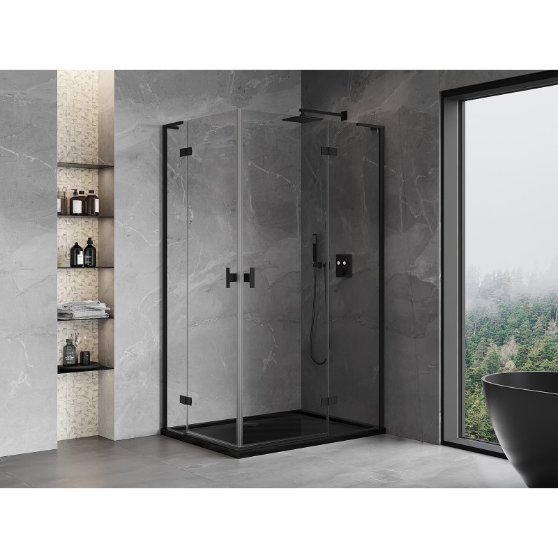 Mexen Mist-H L Duo cabine de douche pivotante droite 70 x 105 cm, transparent, noir - 8A5L-070L-105P-70-00