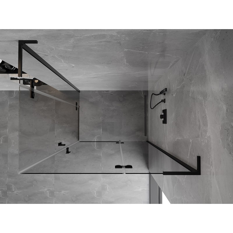 Mexen Mist-H L Duo cabine de douche pivotante droite 70 x 105 cm, transparent, noir - 8A5L-070L-105P-70-00