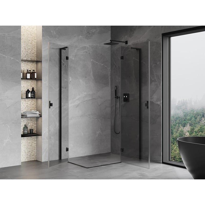 Mexen Mist-H L Duo cabine de douche pivotante droite 80 x 105 cm, transparent, noir - 8A5L-080L-105P-70-00