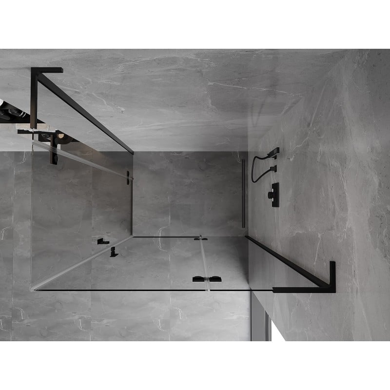 Mexen Mist-H L Duo cabine de douche pivotante droite 95 x 105 cm, transparent, noir - 8A5L-095L-105P-70-00