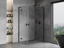 Mexen Mist-H L Duo cabine de douche pivotante droite 100 x 110 cm, transparent, noir - 8A5L-100L-110P-70-00