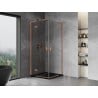 Mexen Mist-H L Duo cabine de douche pivotante 75 x 75 cm, transparent, cuivre brossé - 8A5L-075L-075P-65-00