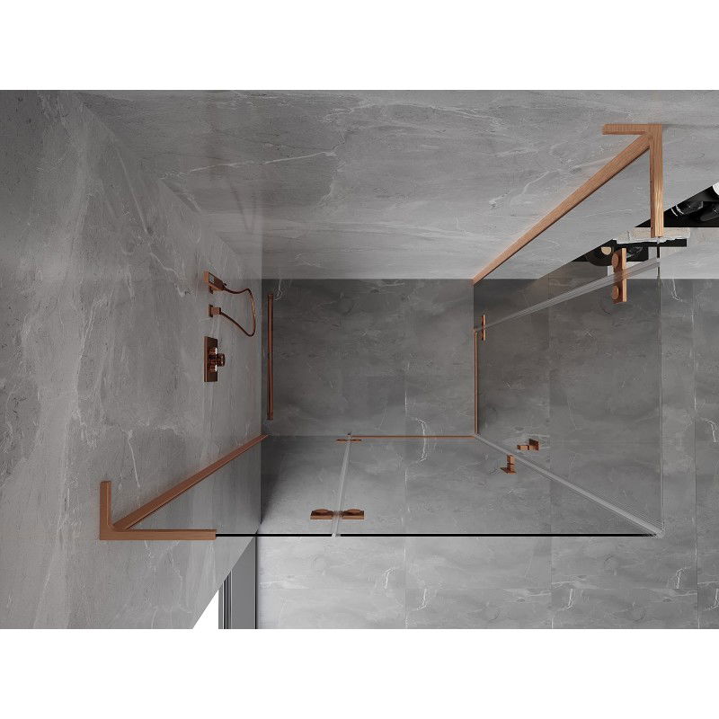 Mexen Mist-H L Duo cabine de douche pivotante gauche 120 x 75 cm, transparent, cuivre brossé - 8A5L-120L-075P-65-00