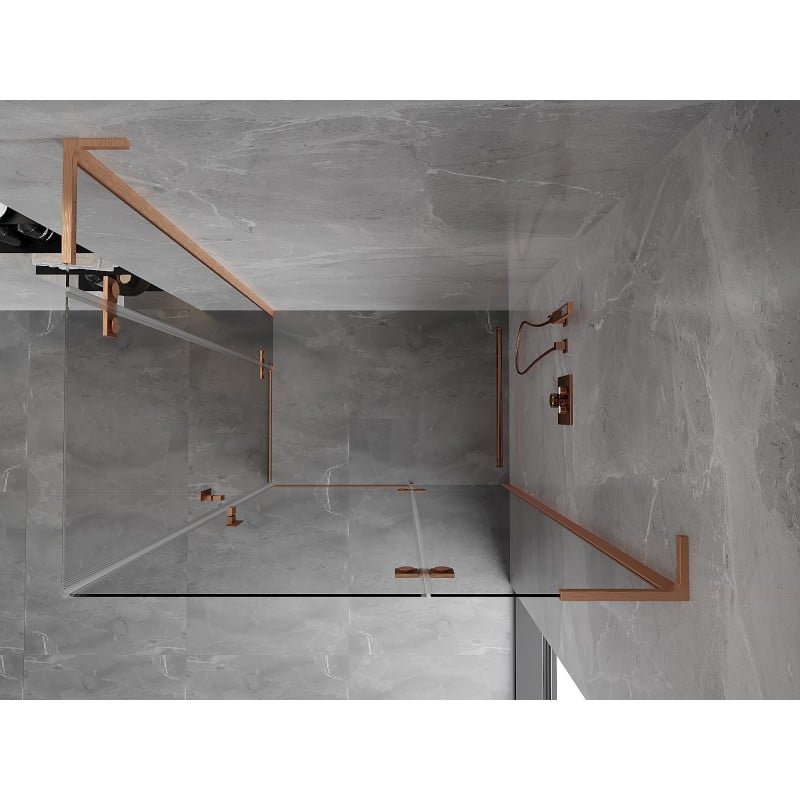 Mexen Mist-H L Duo cabine de douche pivotante droite 100 x 105 cm, transparent, cuivre brossé - 8A5L-100L-105P-65-00