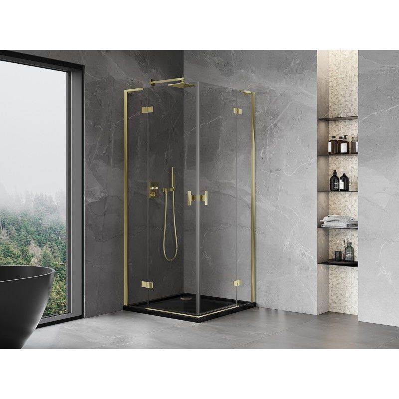 Mexen Mist-H L Duo cabine de douche pivotante 85 x 85 cm, transparent, or - 8A5L-085L-085P-50-00