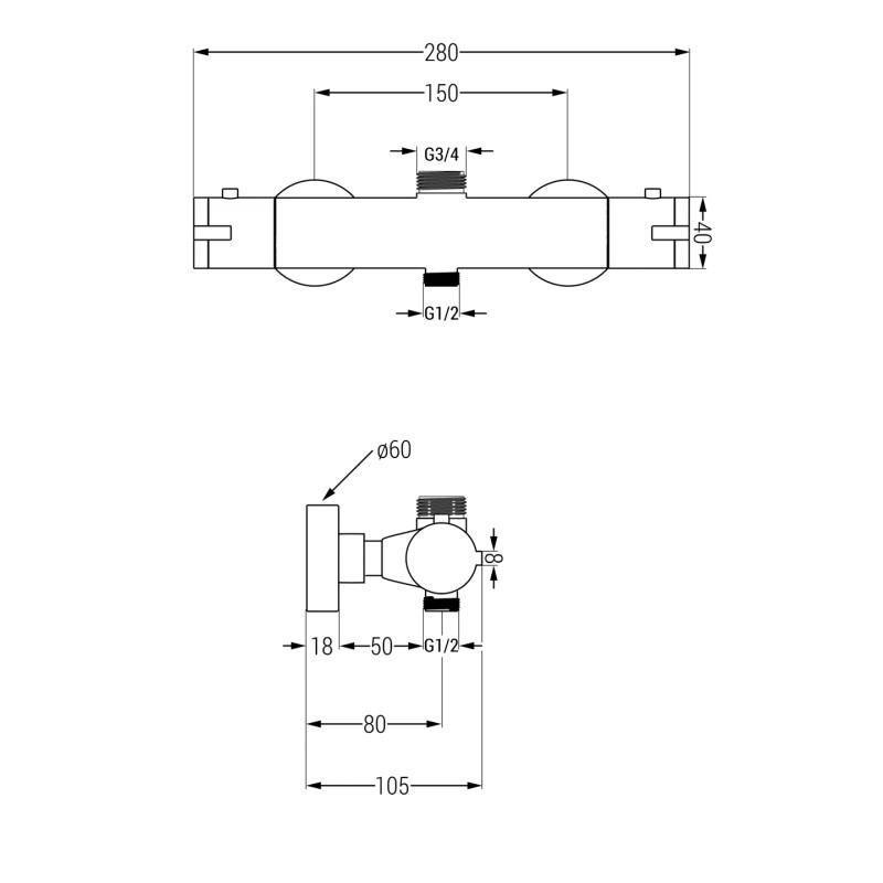Mexen Kai mitigeur thermostatique de douche, gris fusil brossé - 77150-66