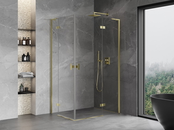 Mexen Mist-H L Duo cabine de douche pivotante droite 90 x 100 cm, transparent, or - 8A5L-090L-100P-50-00