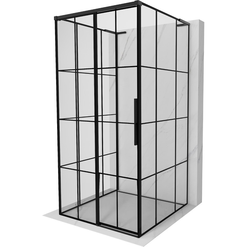 Mexen Rox-3S L cabine de douche 3 parois coulissante gauche 110 x 110 cm, grille noire, noir - 8C2L-110-110-70-77-3S-L