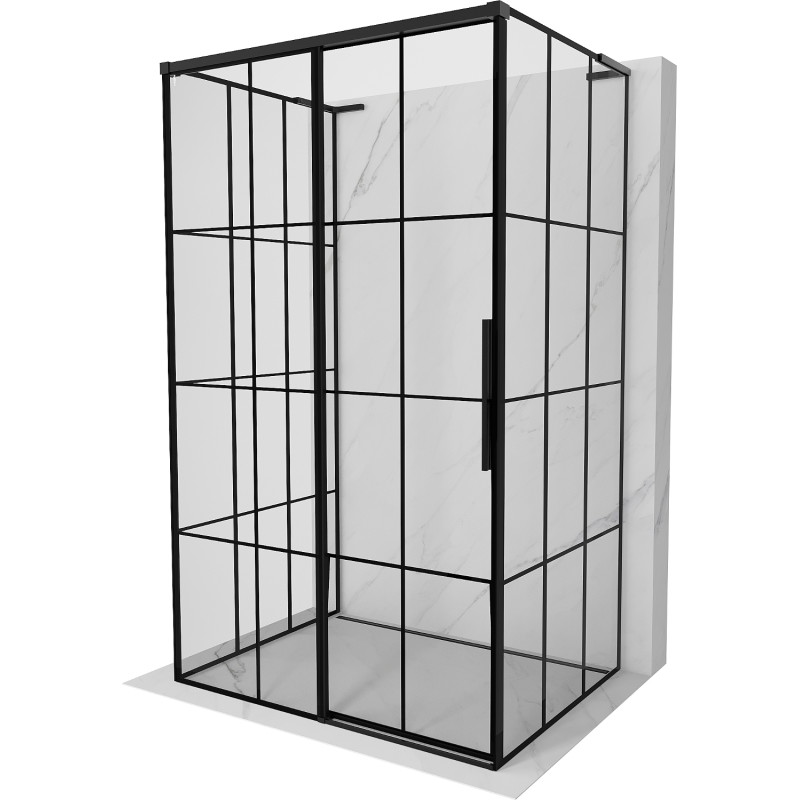 Mexen Rox-3S L cabine de douche à 3 parois coulissante gauche 120 x 110 cm, grille noire, noire - 8C2L-120-110-70-77-3S-L