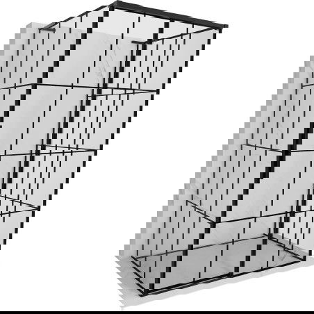 Mexen Rox-3S L cabine de douche coulissante à 3 parois droite 140 x 75 cm, grille noire, noire - 8C2L-140-075-70-77-3S-P