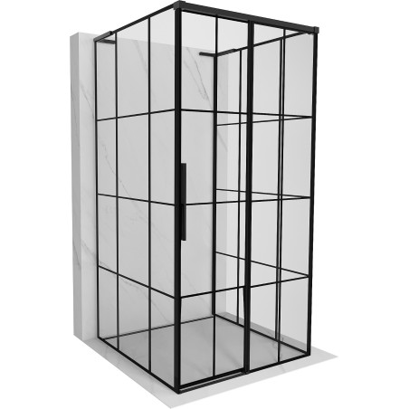 Mexen Rox-3S L cabine de douche coulissante murale 3 pans, à droite 100 x 100 cm, grille noire, noir - 8C2L-100-100-70-77-3S-P