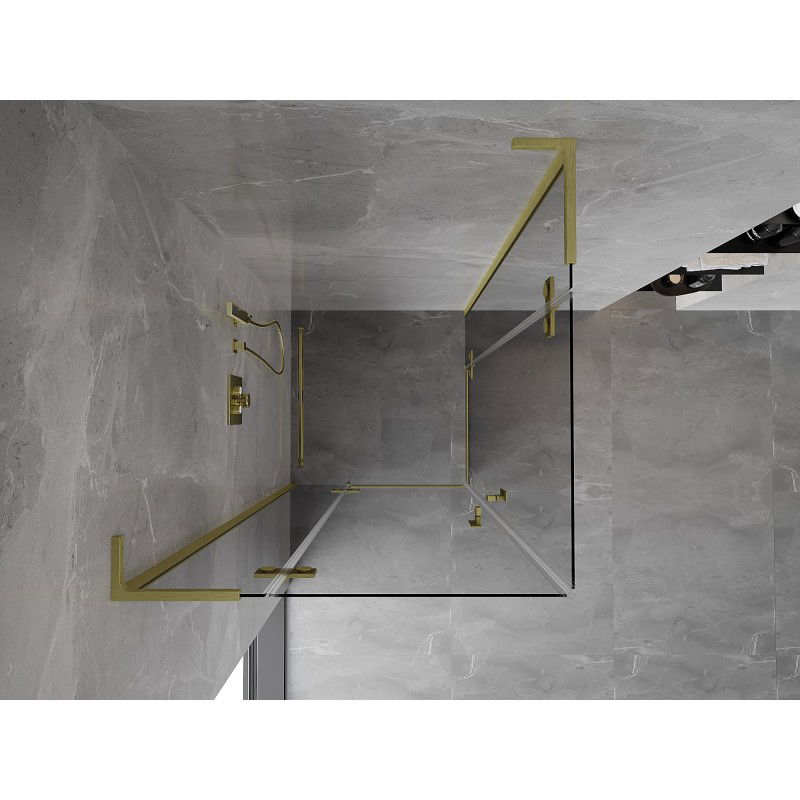 Mexen Mist-H L Duo cabine de douche battante 70 x 70 cm, transparent, or brossé - 8A5L-070L-070P-55-00
