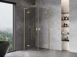 Mexen Mist-H L Duo cabine de douche battante 70 x 70 cm, transparent, or brossé - 8A5L-070L-070P-55-00