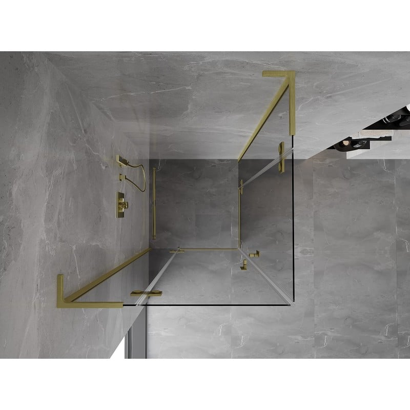 Mexen Mist-H L Duo cabine de douche battante 120 x 120 cm, transparent, or brossé - 8A5L-120L-120P-55-00