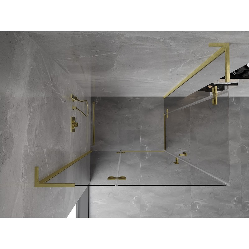 Mexen Mist-H L Duo cabine de douche pivotante gauche 105 x 95 cm, transparent, or brossé - 8A5L-105L-095P-55-00