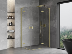 Mexen Mist-H L Duo cabine de douche pivotante droite 70 x 115 cm, transparent, or brossé - 8A5L-070L-115P-55-00