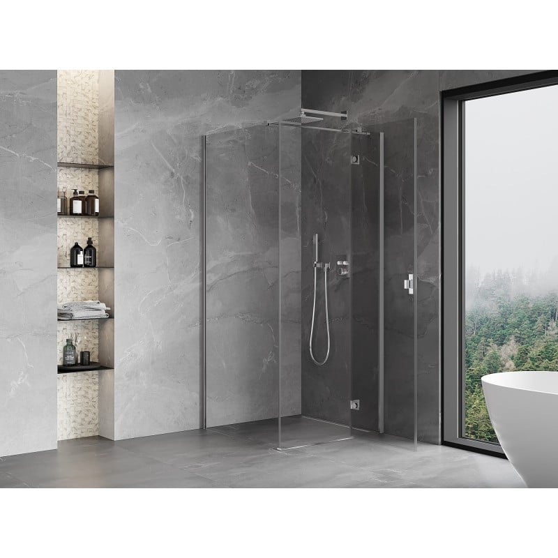Mexen Mist-H T cabine de douche pivotante droite 85 x 85 cm, transparent, chromé - 8A5T-085-085-01-00-P