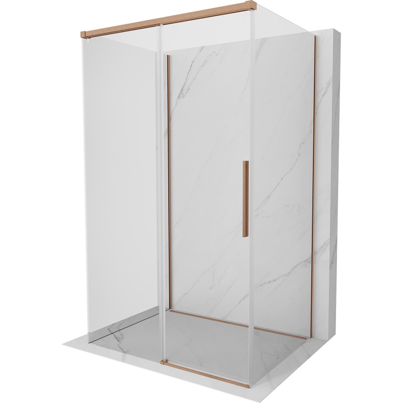 Mexen Rox-3S cabine de douche à 3 parois coulissante 135 x 75 cm, transparent, cuivre brossé - 8C2-135-075-65-00-3S