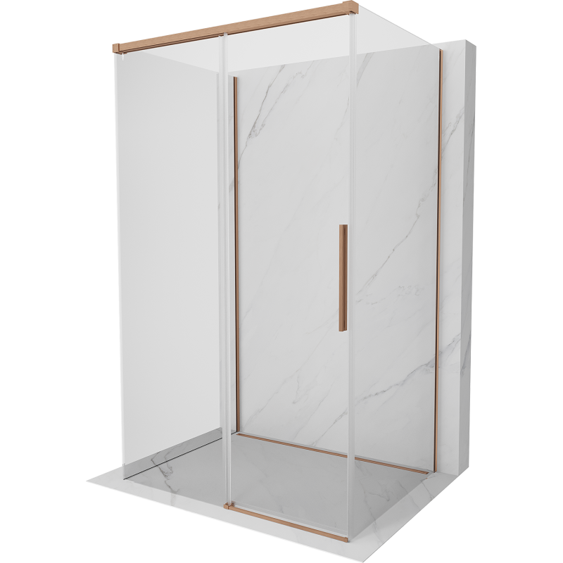 Mexen Rox-3S cabine de douche à 3 parois coulissante 160 x 85 cm, transparent, cuivre brossé - 8C2-160-085-65-00-3S