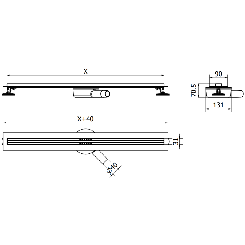 Mexen Flat 360° Slim canal de douche linéaire rotatif 100 cm, inox - 1041100