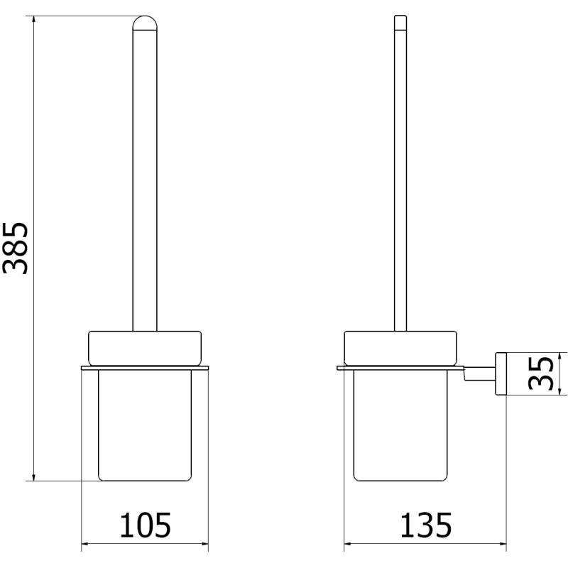 Mexen Arno brosse de toilette, chrome noir - 7020750-73