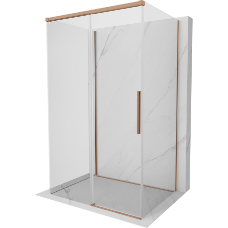 Mexen Rox-3S cabine de douche 3 parois coulissante 150 x 100 cm, transparent, cuivre brossé - 8C2-150-100-65-00-3S